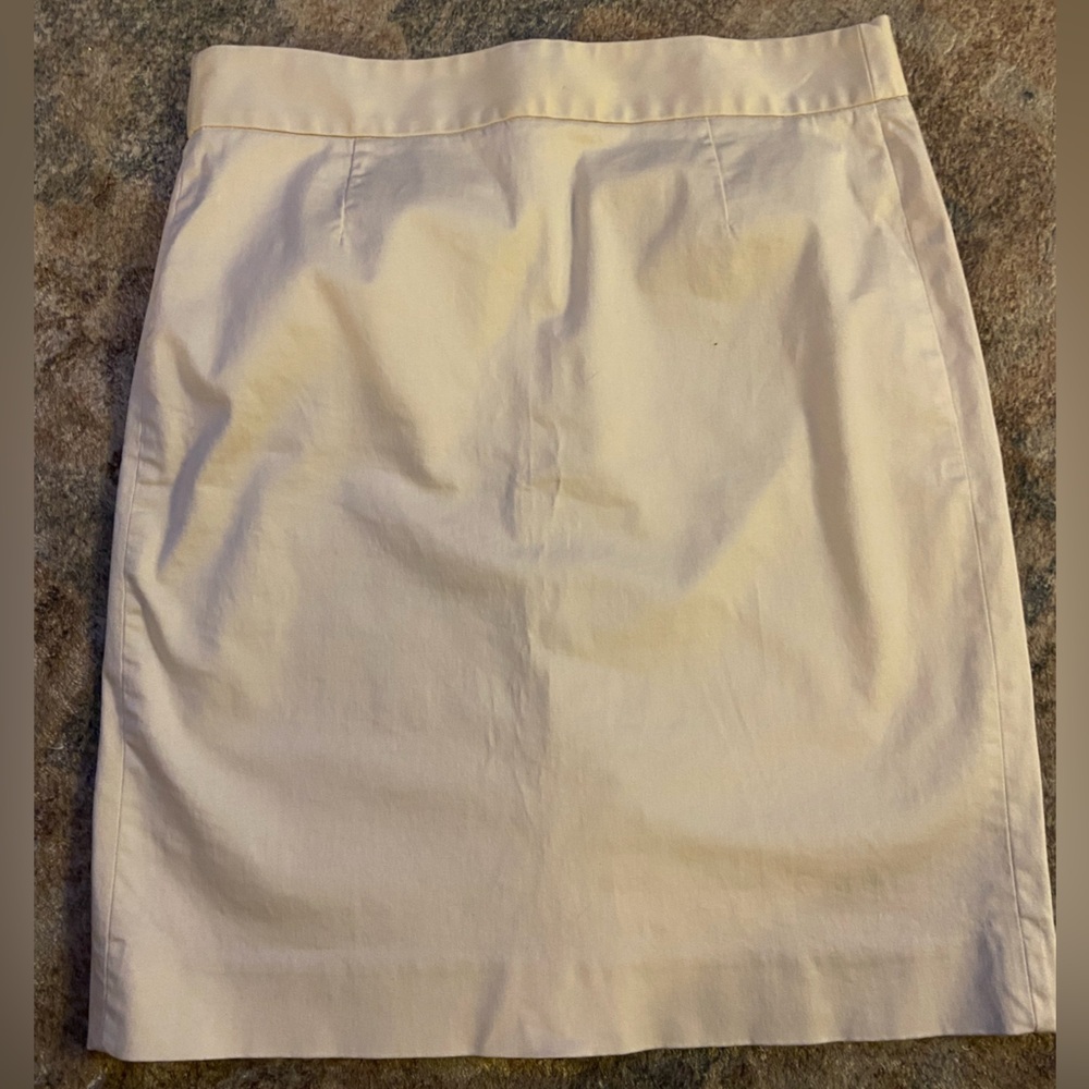 J. Crew stretch pencil skirt mini size 10 cream office career professional
